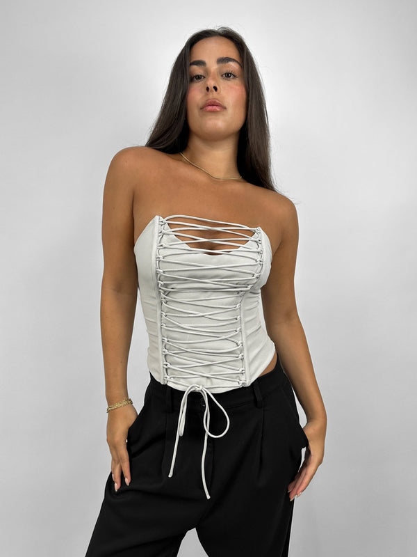 Lattice Lace Up Front Structured Corset - Vamp Official