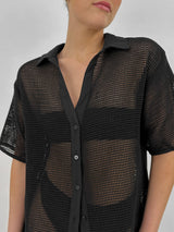 Mesh Button Down Collared Cover Up - Vamp Official