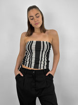 Mesh Printed Stripe Tube Top - Vamp Official