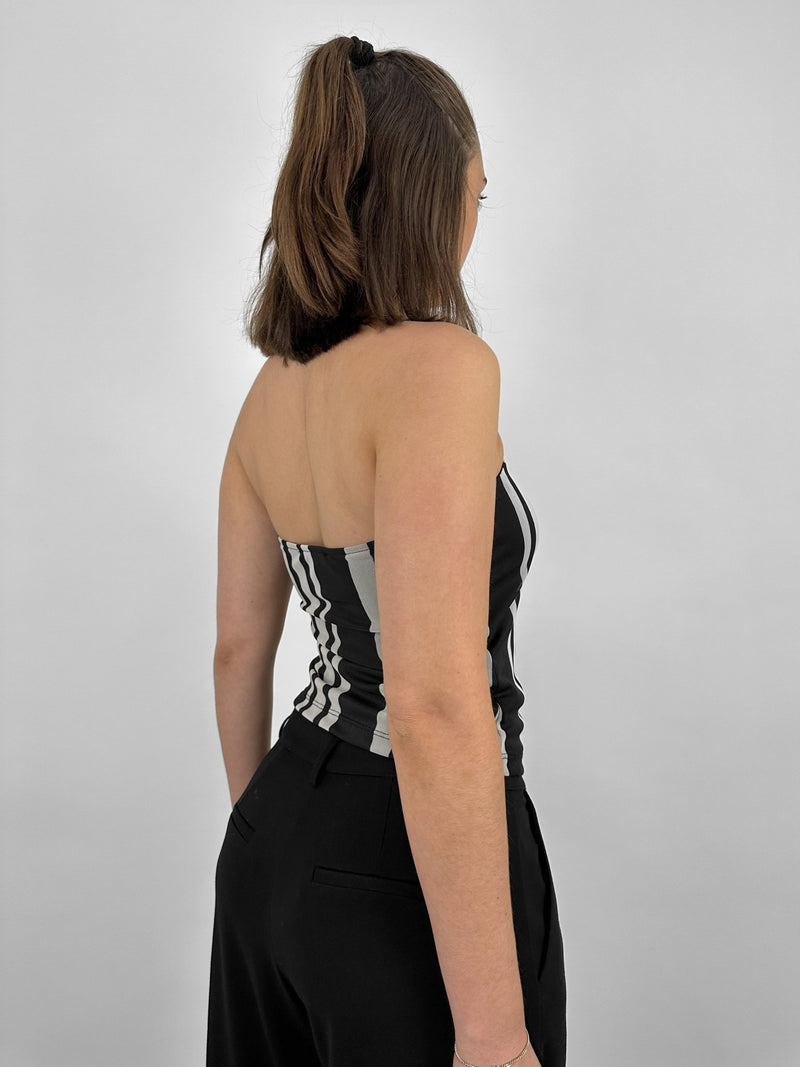 Mesh Printed Stripe Tube Top - Vamp Official