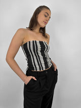 Mesh Printed Stripe Tube Top - Vamp Official