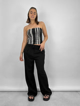 Mesh Printed Stripe Tube Top - Vamp Official