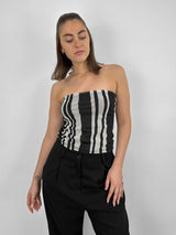 Mesh Printed Stripe Tube Top - Vamp Official