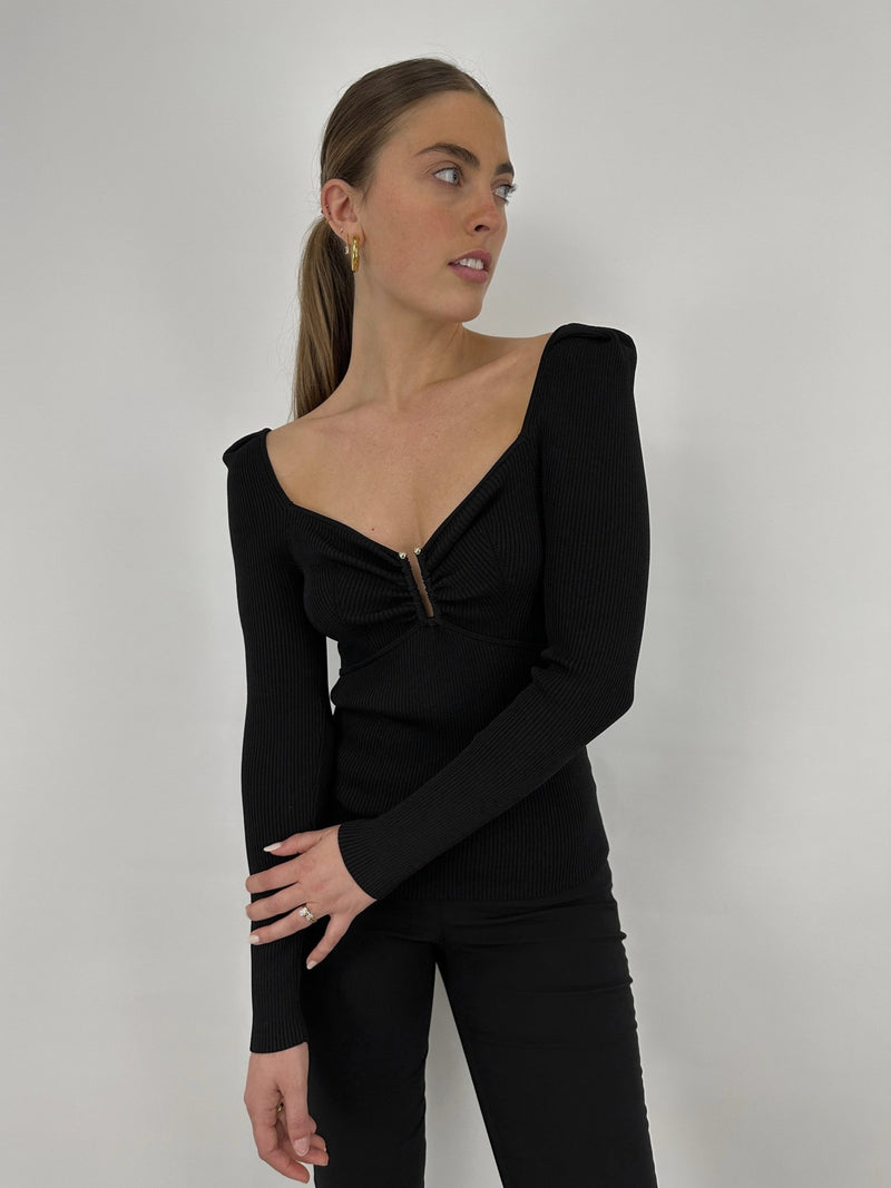 Metal Detail Puff Sleeve Top - Vamp Official