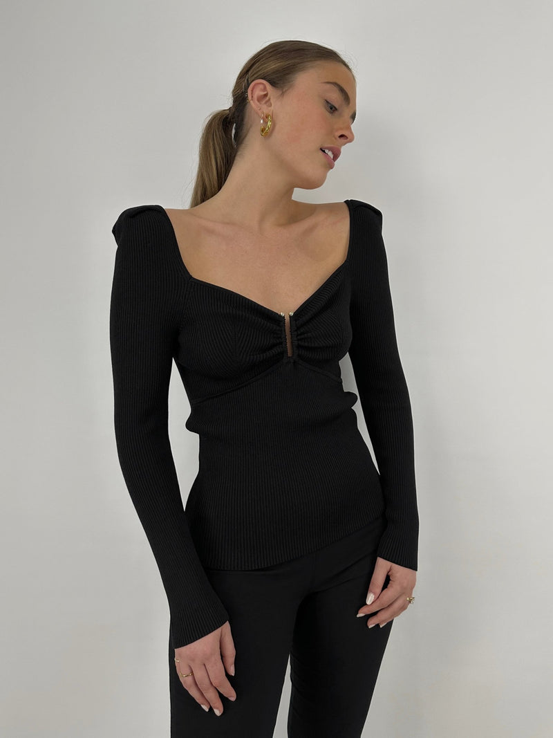Metal Detail Puff Sleeve Top - Vamp Official