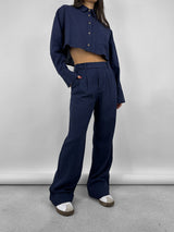 Mid Rise Wide Leg Midnight Trousers - Vamp Official