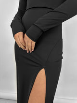 Off The Shoulder Long Sleeve Midi Dress - Vamp Official