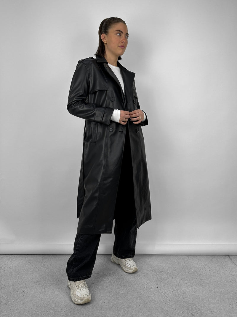 Oversized Leather Trench Coat - Vamp Official