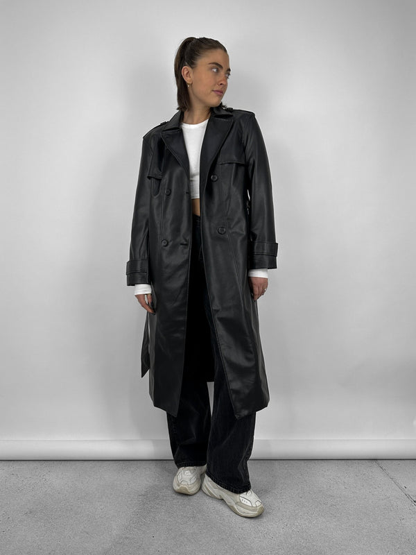 Oversized Leather Trench Coat - Vamp Official