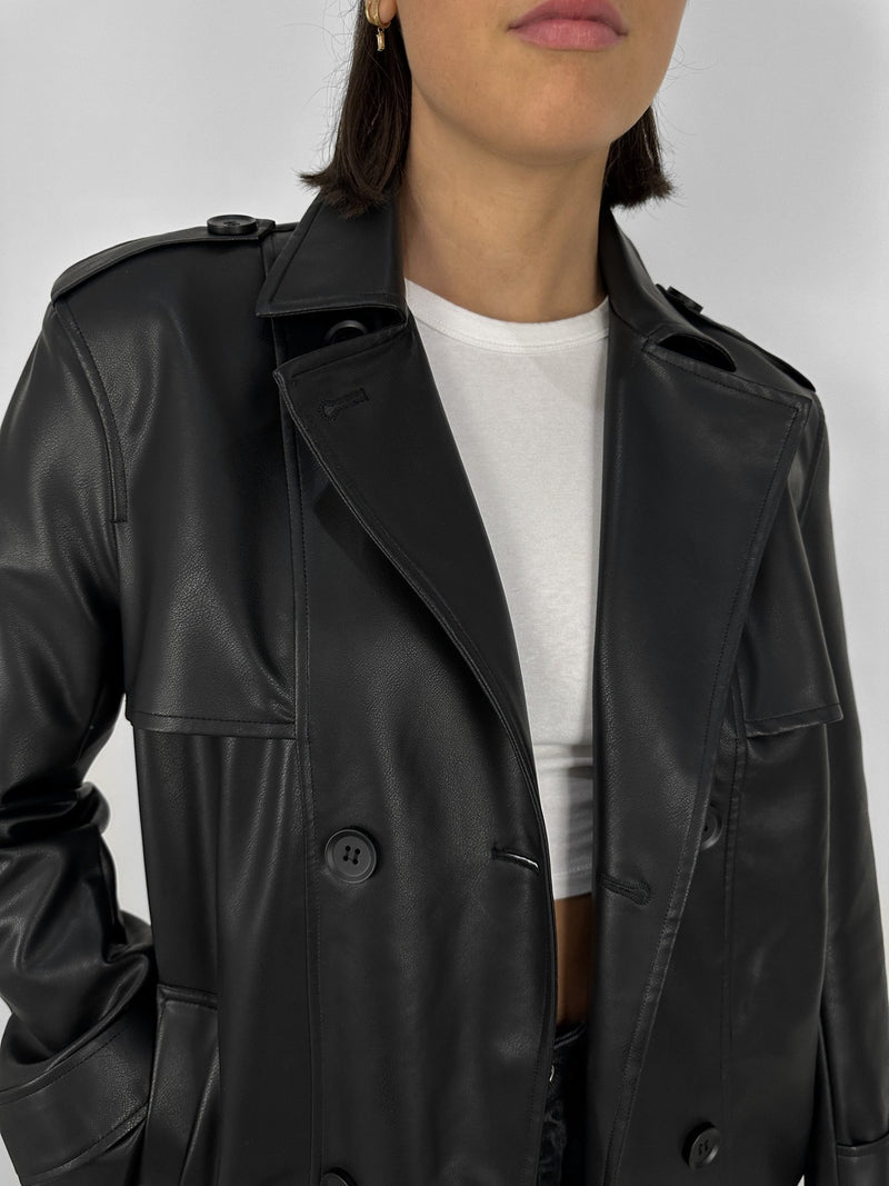 Oversized Leather Trench Coat - Vamp Official