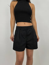Pleated Wide Leg Trouser Shorts - Vamp Official