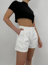 Pleated Wide Leg Trouser Shorts - Vamp Official