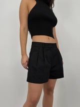 Pleated Wide Leg Trouser Shorts - Vamp Official