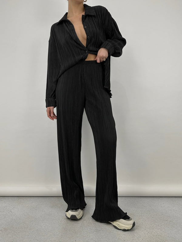Plissé Textured High Rise Pants - Vamp Official