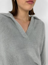 Plush Collared V Neck Sweater - Vamp Official
