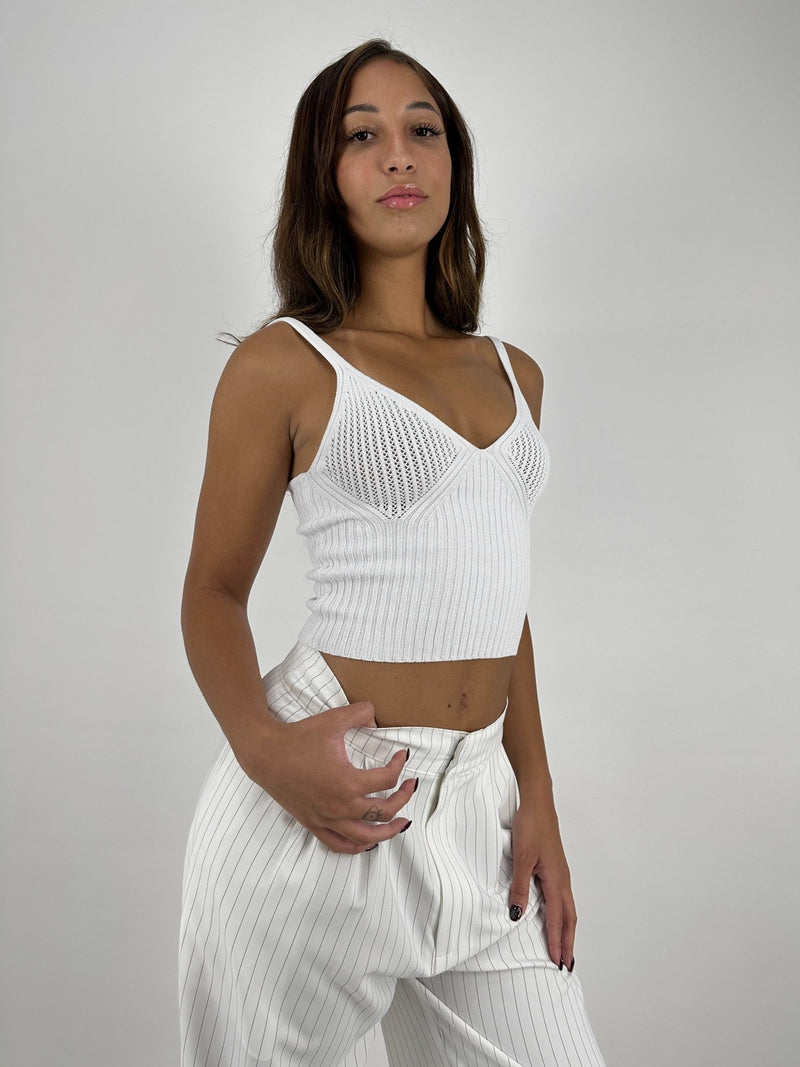 Pointelle Chest Ribbed Knit Tank - Vamp Official