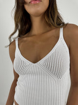 Pointelle Chest Ribbed Knit Tank - Vamp Official