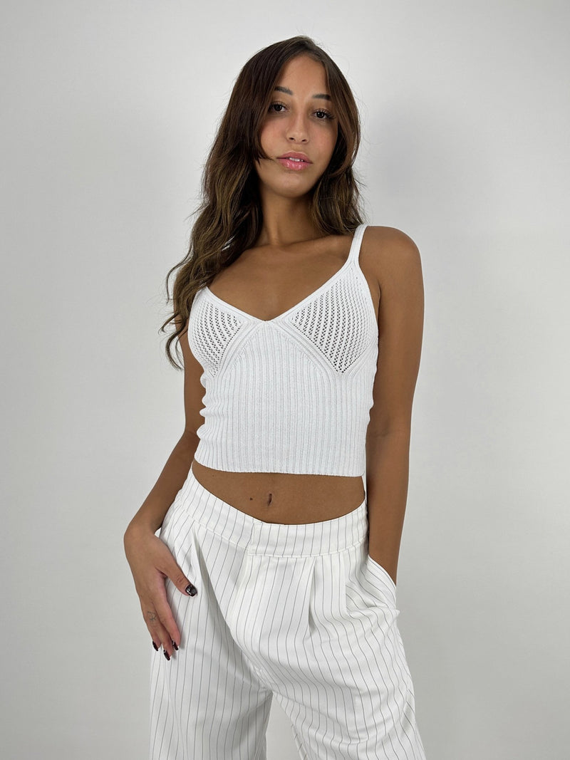 Pointelle Chest Ribbed Knit Tank - Vamp Official