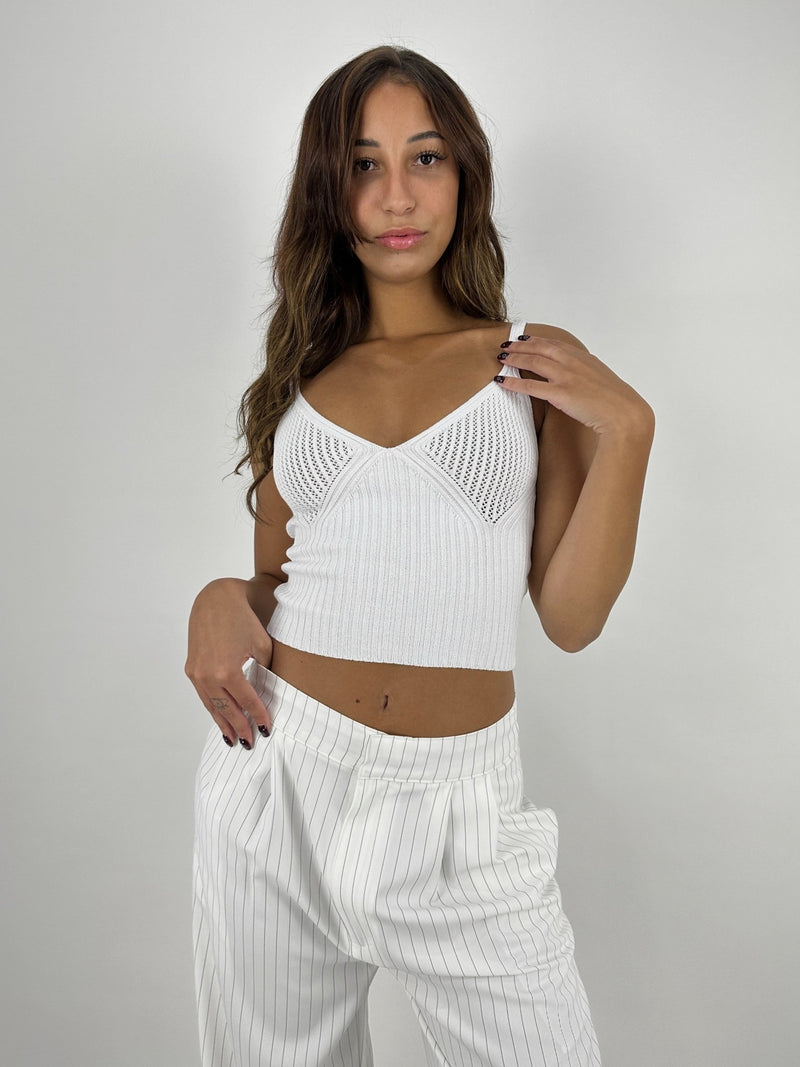 Pointelle Chest Ribbed Knit Tank - Vamp Official