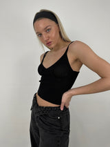 Pointelle Chest Ribbed Knit Tank - Vamp Official