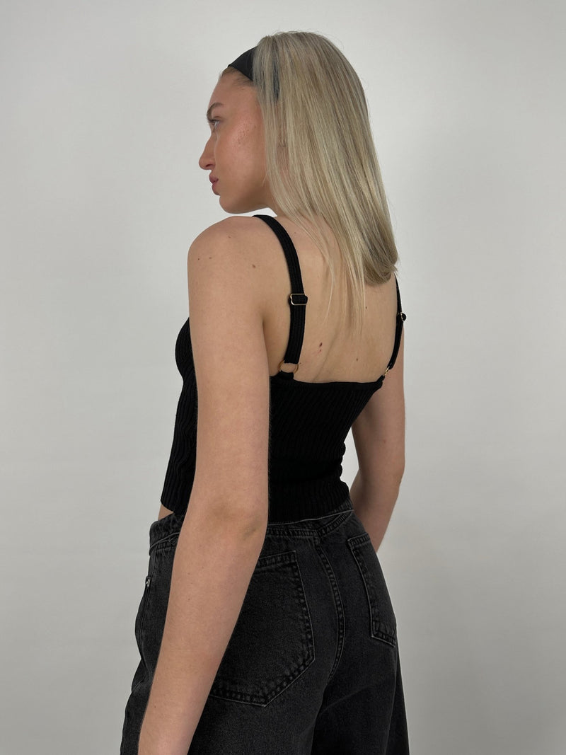 Pointelle Chest Ribbed Knit Tank - Vamp Official