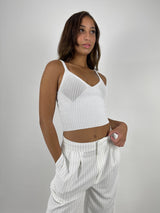 Pointelle Chest Ribbed Knit Tank - Vamp Official