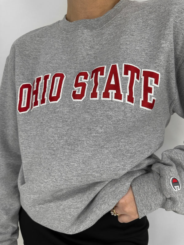 Revamp Ohio State Patch Crewneck In Grey - Vamp Official
