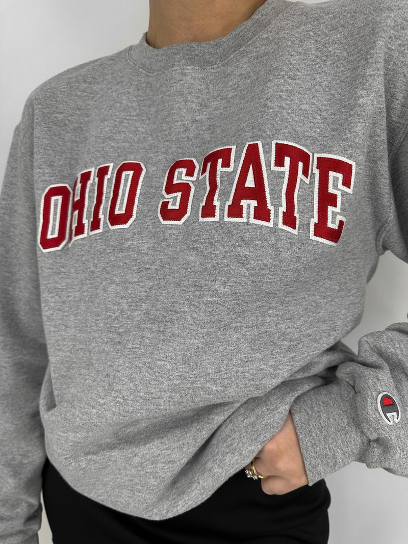 Revamp Ohio State Patch Crewneck In Grey - Vamp Official