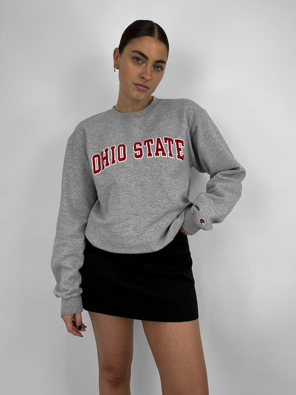 Revamp Ohio State Patch Crewneck In Grey - Vamp Official