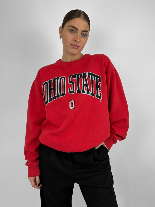 Revamp Ohio State Patch Crewneck In Red - Vamp Official