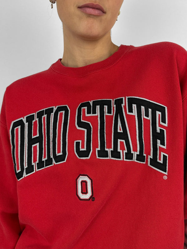 Revamp Ohio State Patch Crewneck In Red - Vamp Official