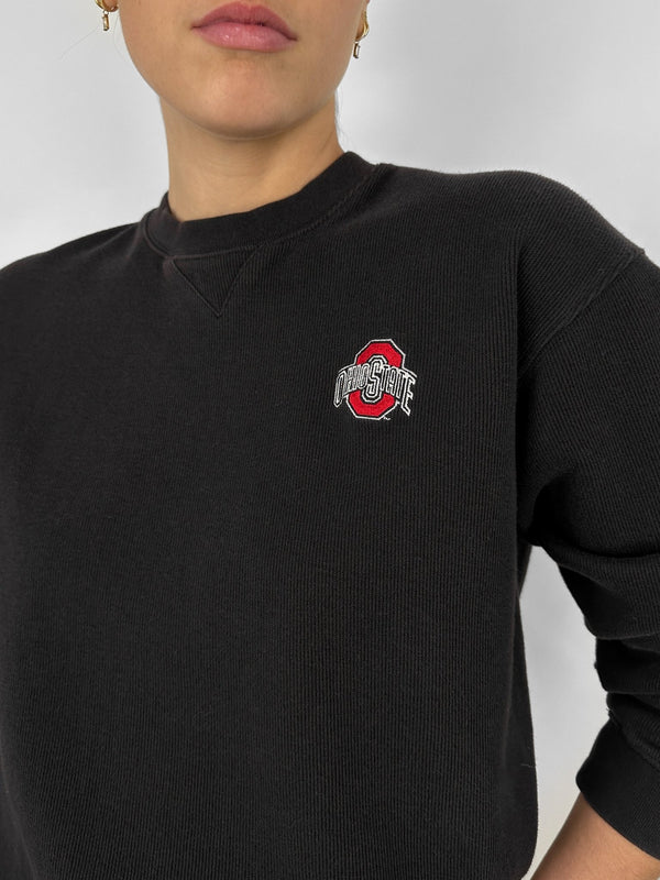Revamp Ohio State Ribbed Crewneck In Black - Vamp Official