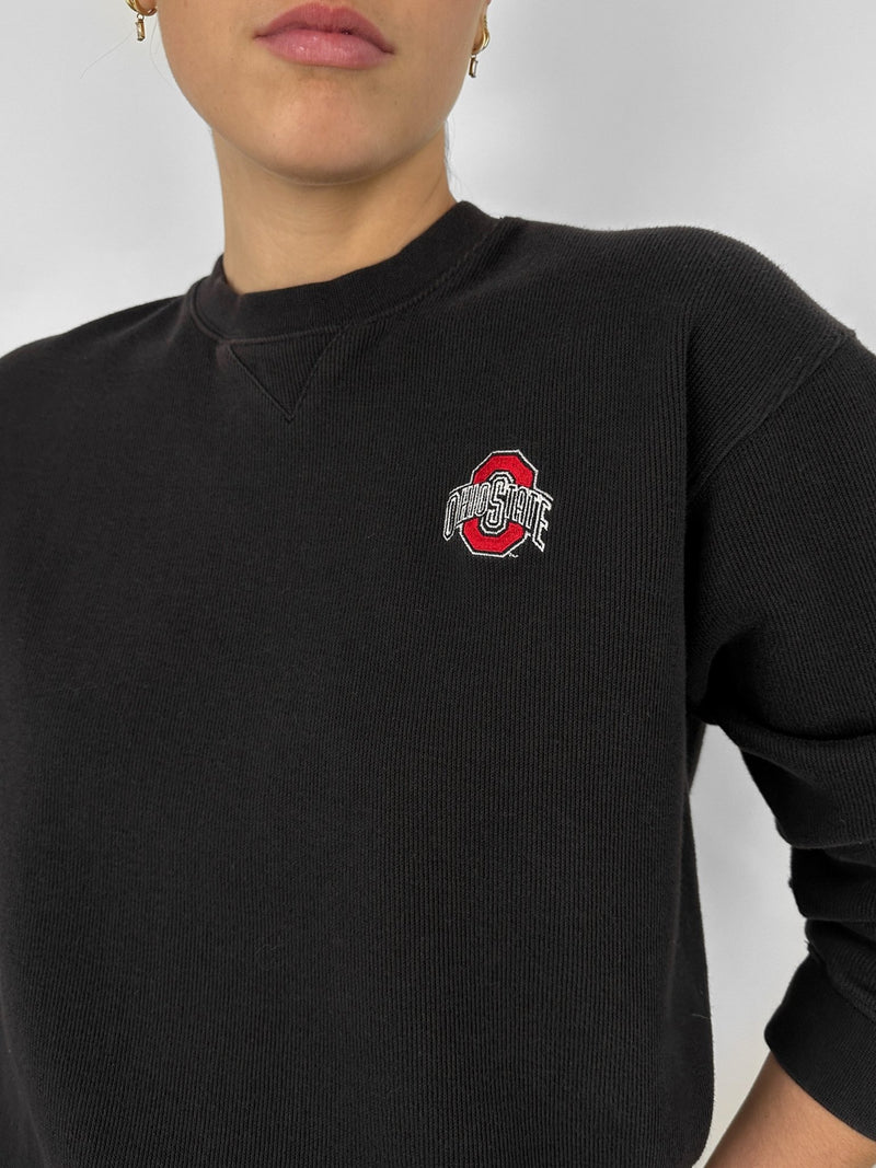 Revamp Ohio State Ribbed Crewneck In Black - Vamp Official