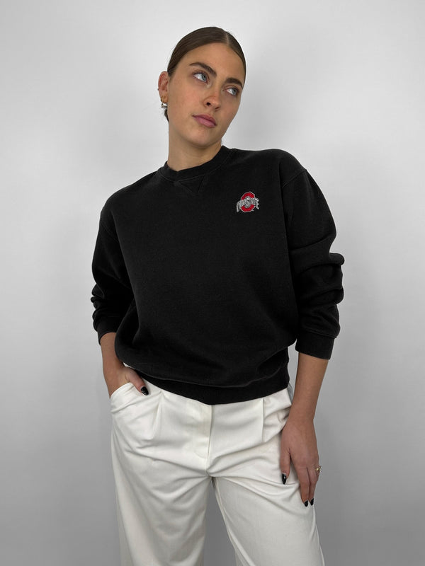 Revamp Ohio State Ribbed Crewneck In Black - Vamp Official