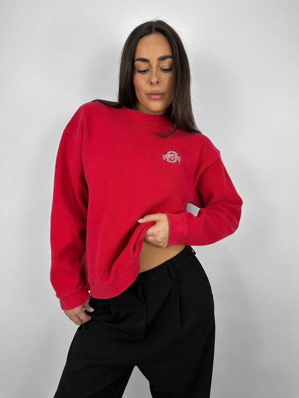 Revamp Ohio State Ribbed Crewneck In Red - Vamp Official