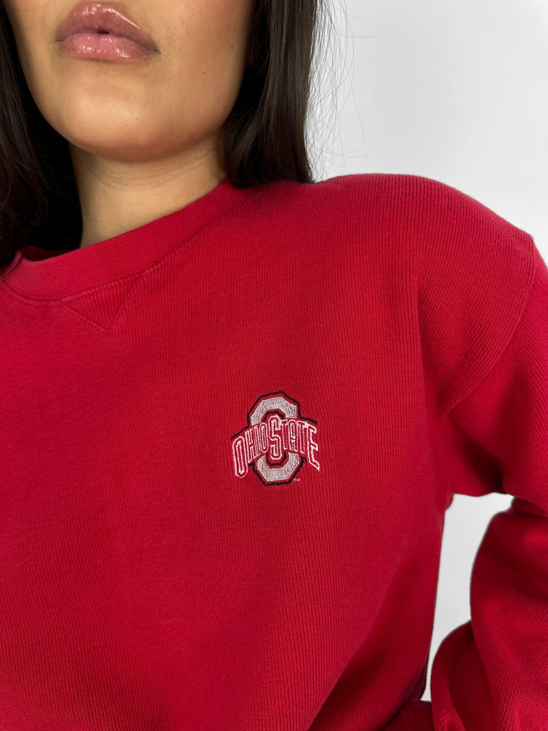 Revamp Ohio State Ribbed Crewneck In Red - Vamp Official