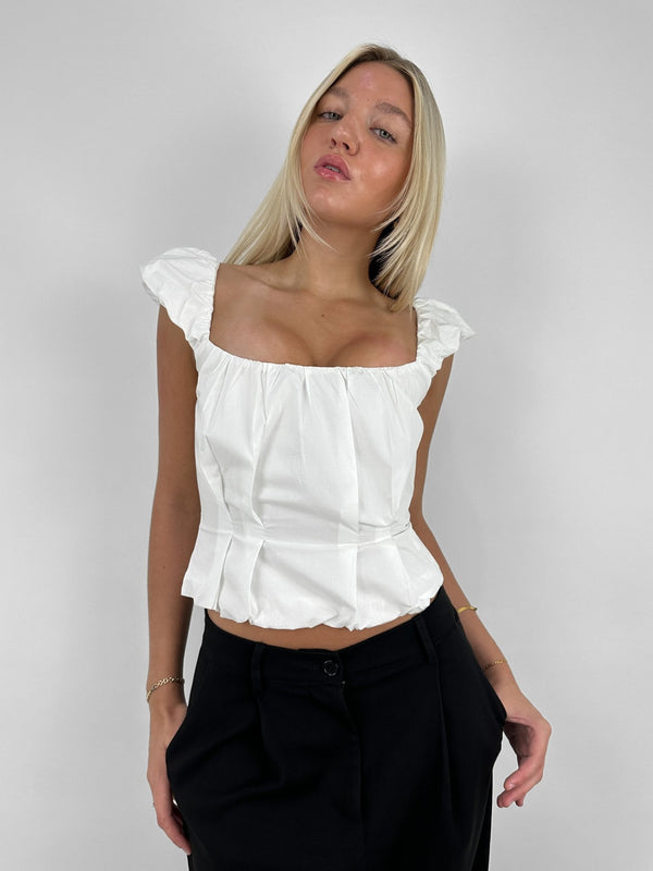 Ruched Cap Sleeve Corset Top - Vamp Official