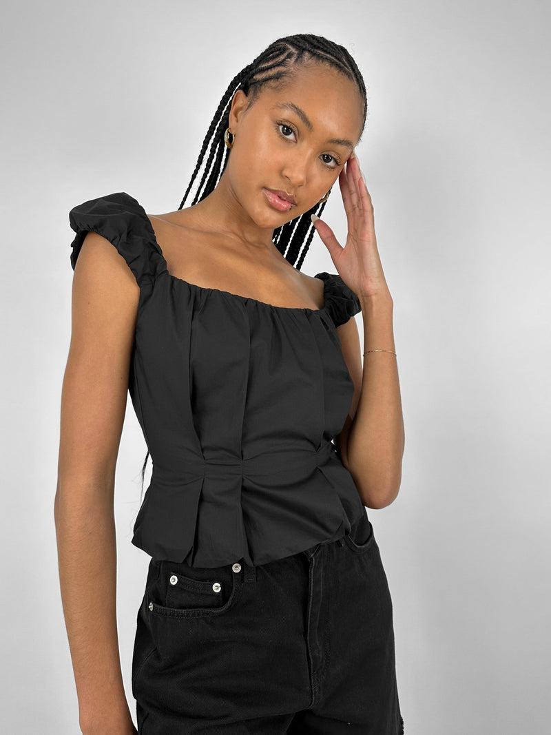 Ruched Cap Sleeve Corset Top - Vamp Official