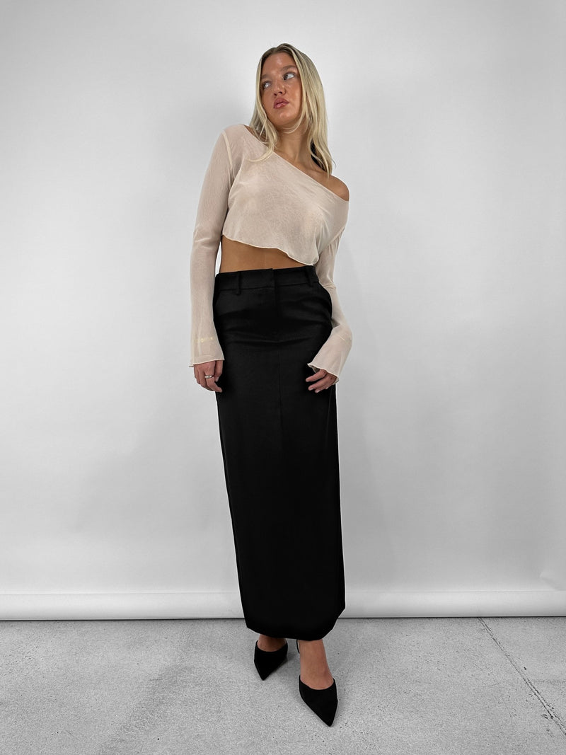 Sheer Drape Wide Shoulderd Top - Vamp Official