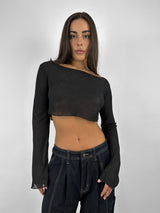 Sheer Drape Wide Shoulderd Top - Vamp Official