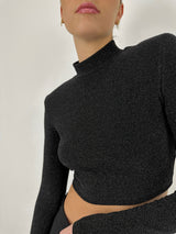 Shoulder Padded Metallic Sheen Crop - Vamp Official