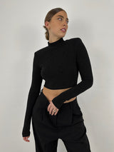 Shoulder Padded Metallic Sheen Crop - Vamp Official