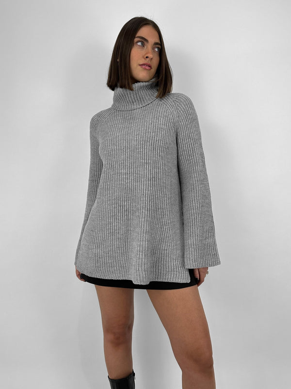 Side Slit Turtleneck Sweater - Vamp Official