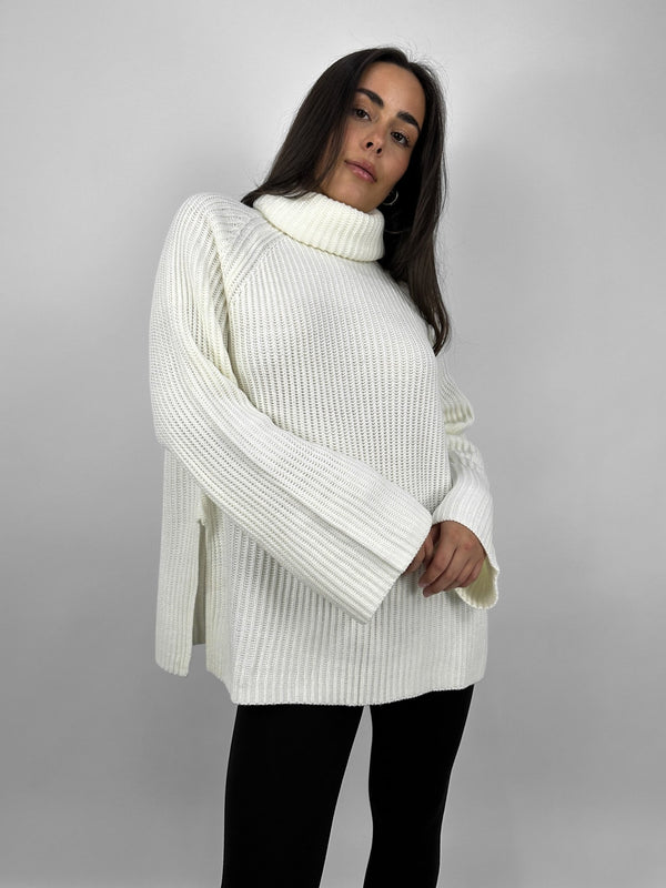 Side Slit Turtleneck Sweater - Vamp Official
