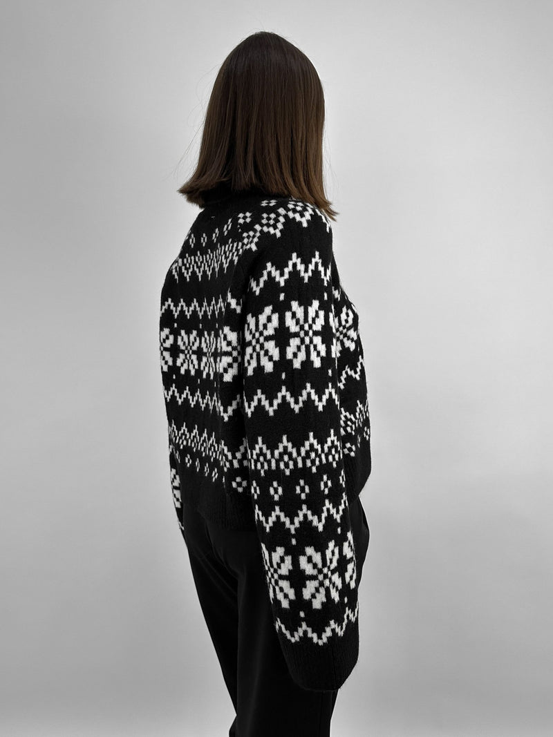 Snowflake Turtleneck Knit Sweater - Vamp Official