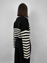 Striped Boxy Polo Sweater - Vamp Official