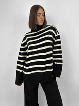 Striped Oversized Turtleneck Sweater - Vamp Official