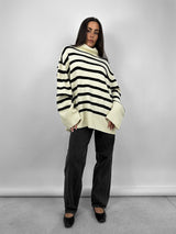 Striped Oversized Turtleneck Sweater - Vamp Official