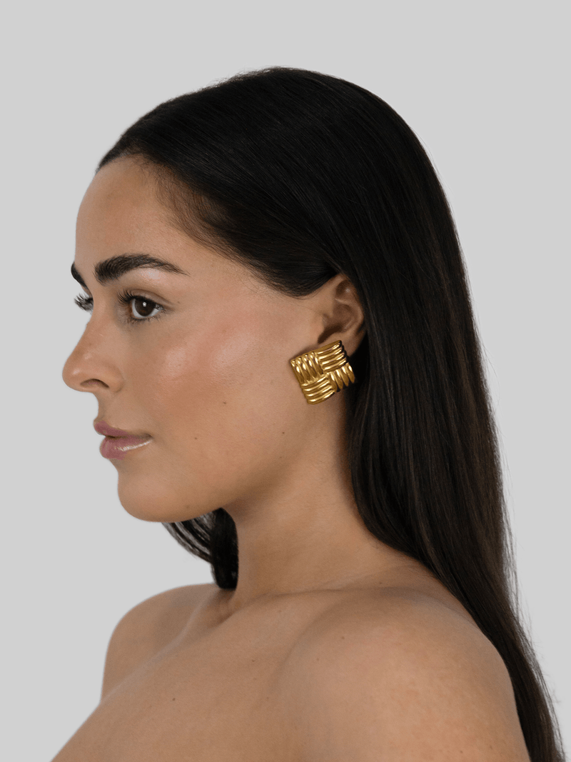 Textured Square Plate Earrings - Vamp Official