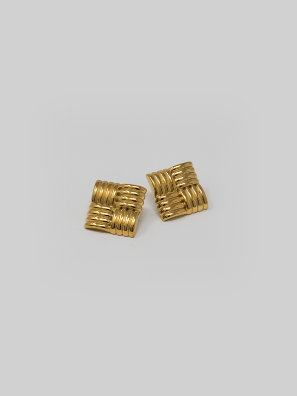 Textured Square Plate Earrings - Vamp Official
